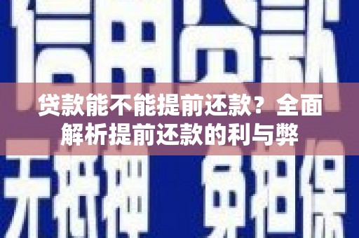 始兴贷款能不能提前还款？全面解析提前还款的利与弊
