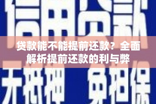 始兴贷款能不能提前还款？全面解析提前还款的利与弊