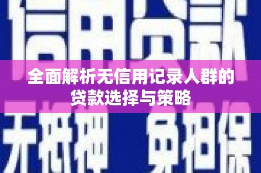 始兴全面解析无信用记录人群的贷款选择与策略